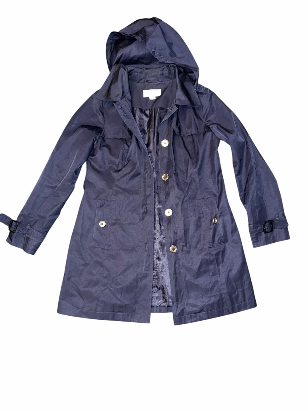 Women's Michael Kors Navy Hooded Trenchcoat Jacket